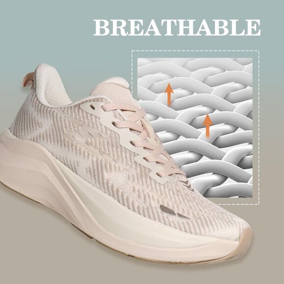 Hawkwell Women's Beige Cloud Zero Breathable Cushion Active Walking Sneakers - Picture 5 of 6